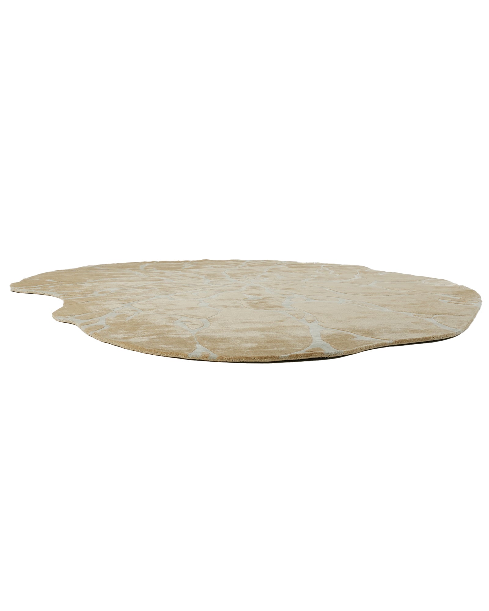 Corner View Gold and Silver Vein Organic Shaped Hand-Tufted Bamboo Silk Rug