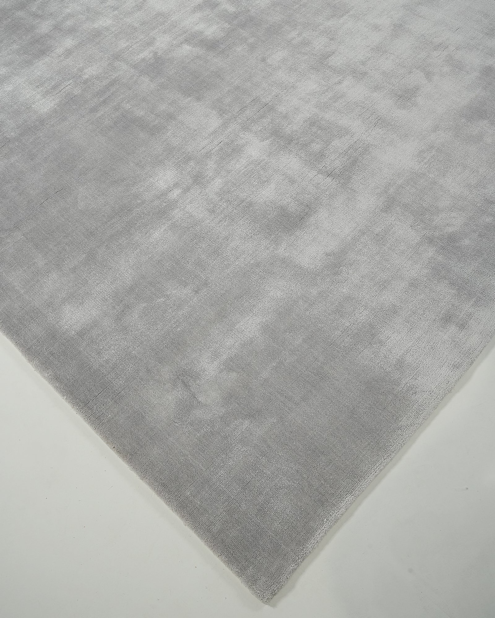 Corner View Silver Grey Solid Tonal Loom-Knotted 200x300 cm Bamboo Silk Rug