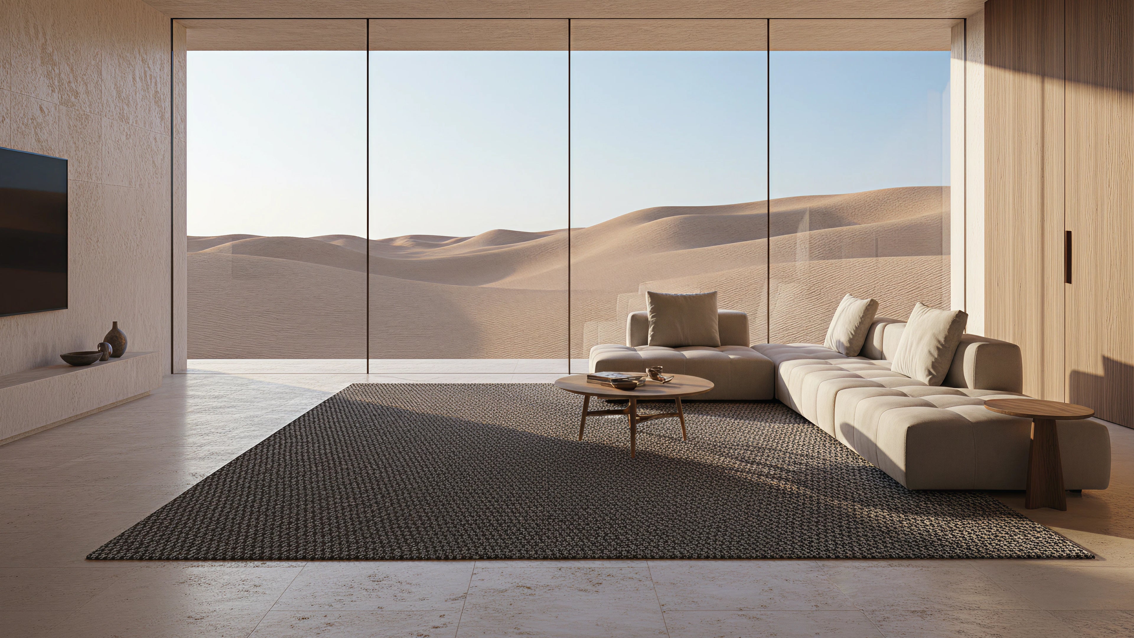 Saaya / Solid Gray Handmade Flat Weave New Zealand Wool Rug