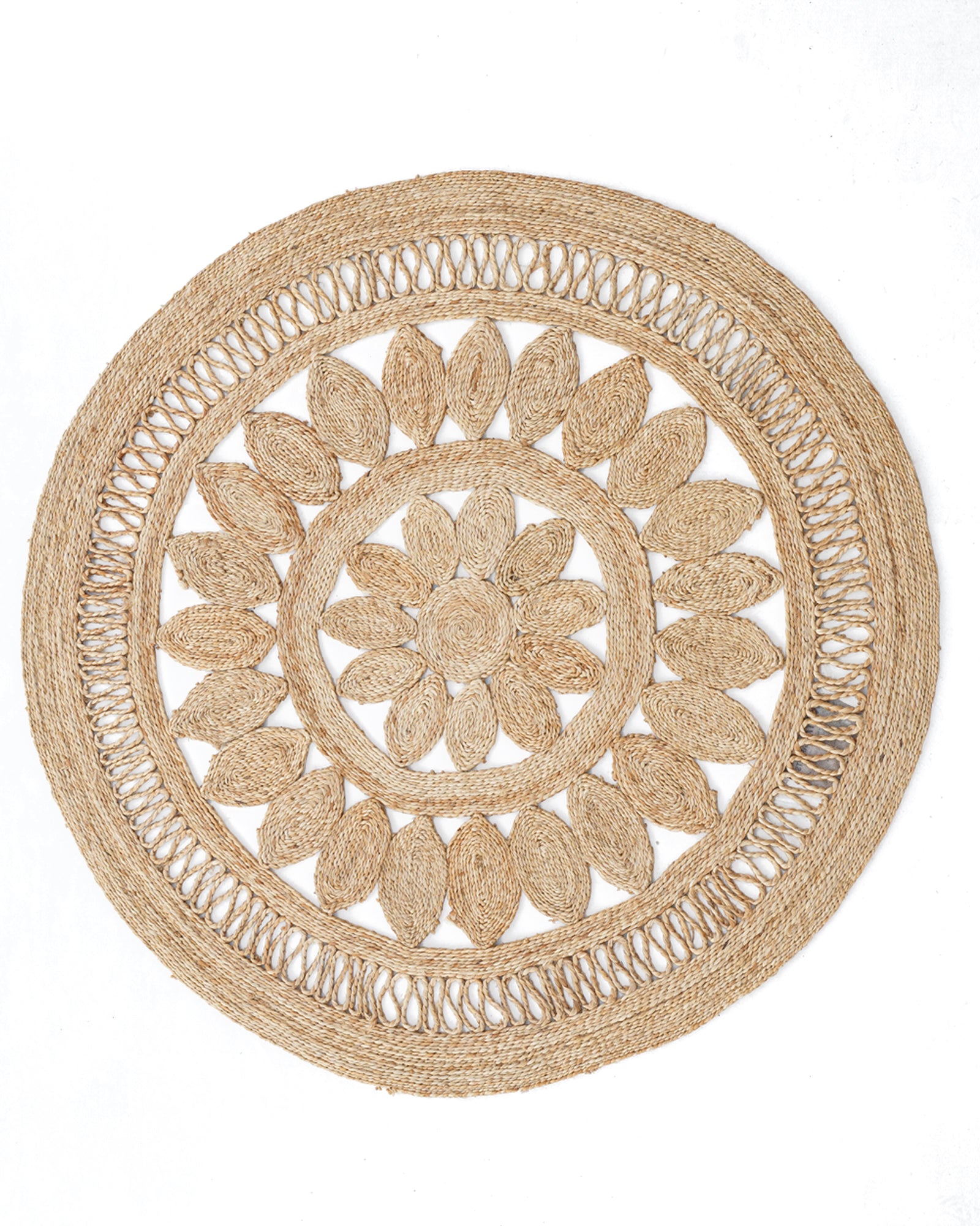 Amara Crochet Jute Rug 150x150 cm Aiba World