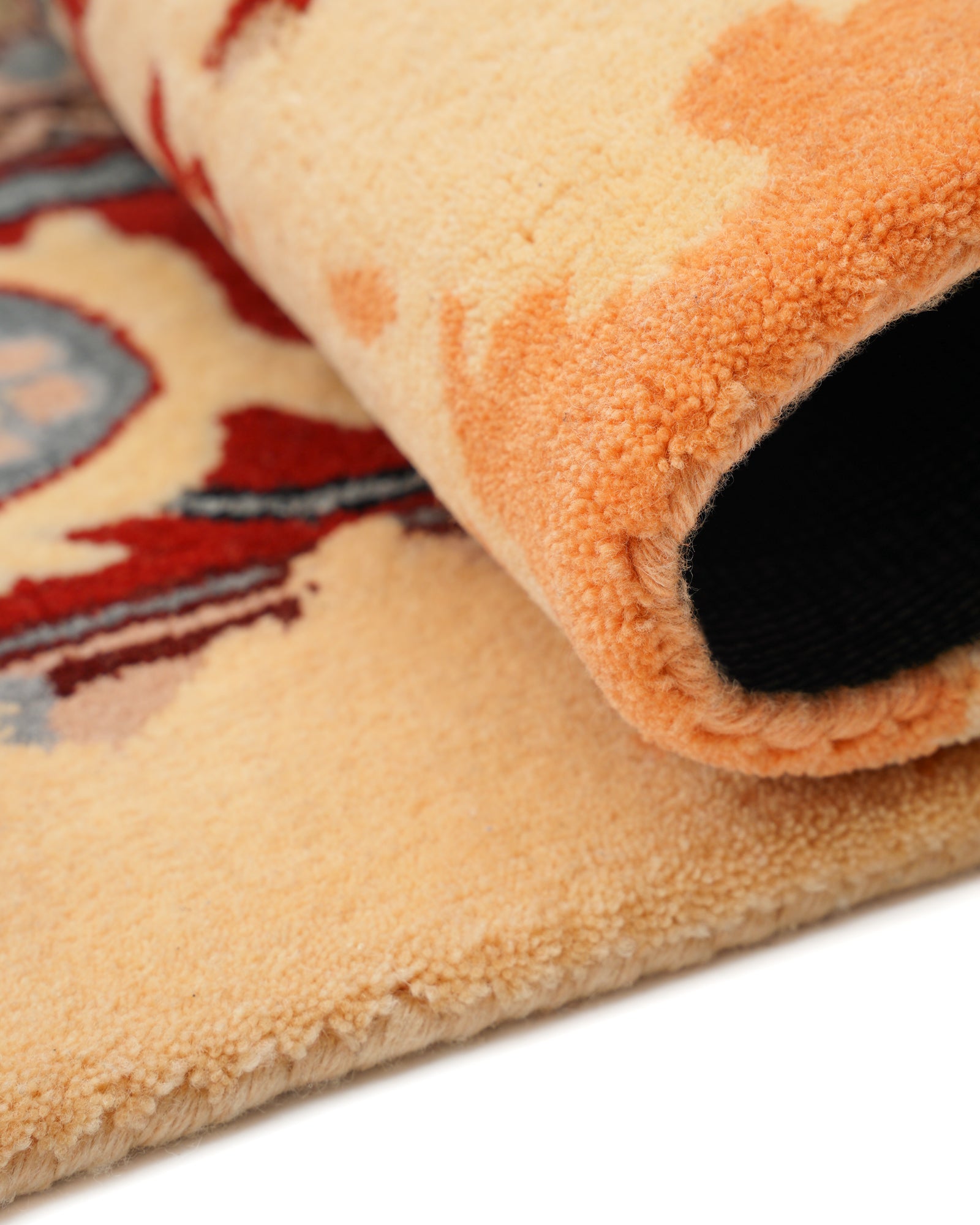 Crimson and Apricot Distressed Floral Hand-Tufted New Zealand Wool Rug