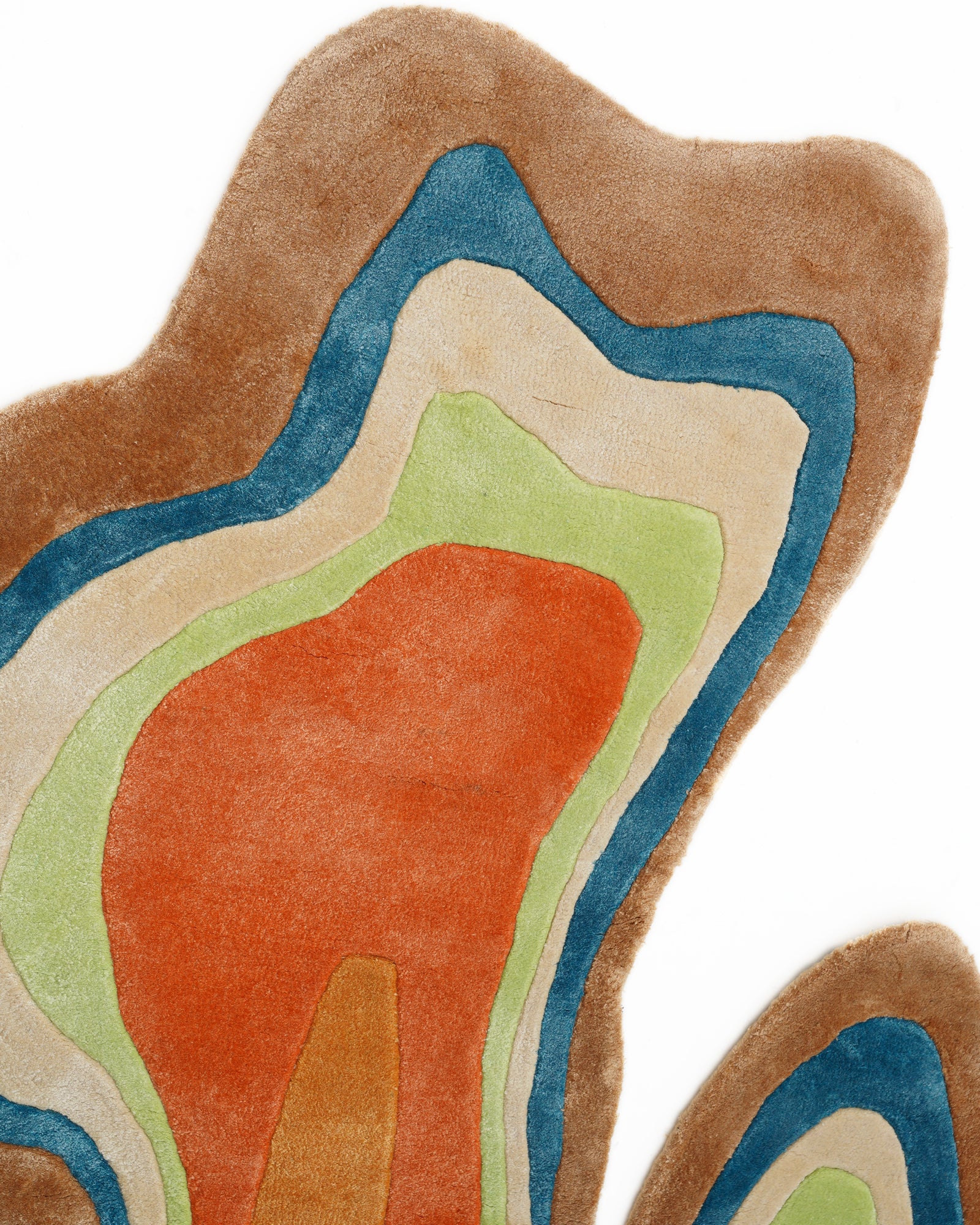 Orange Sculpted Hand Tufted Rug - Closeup