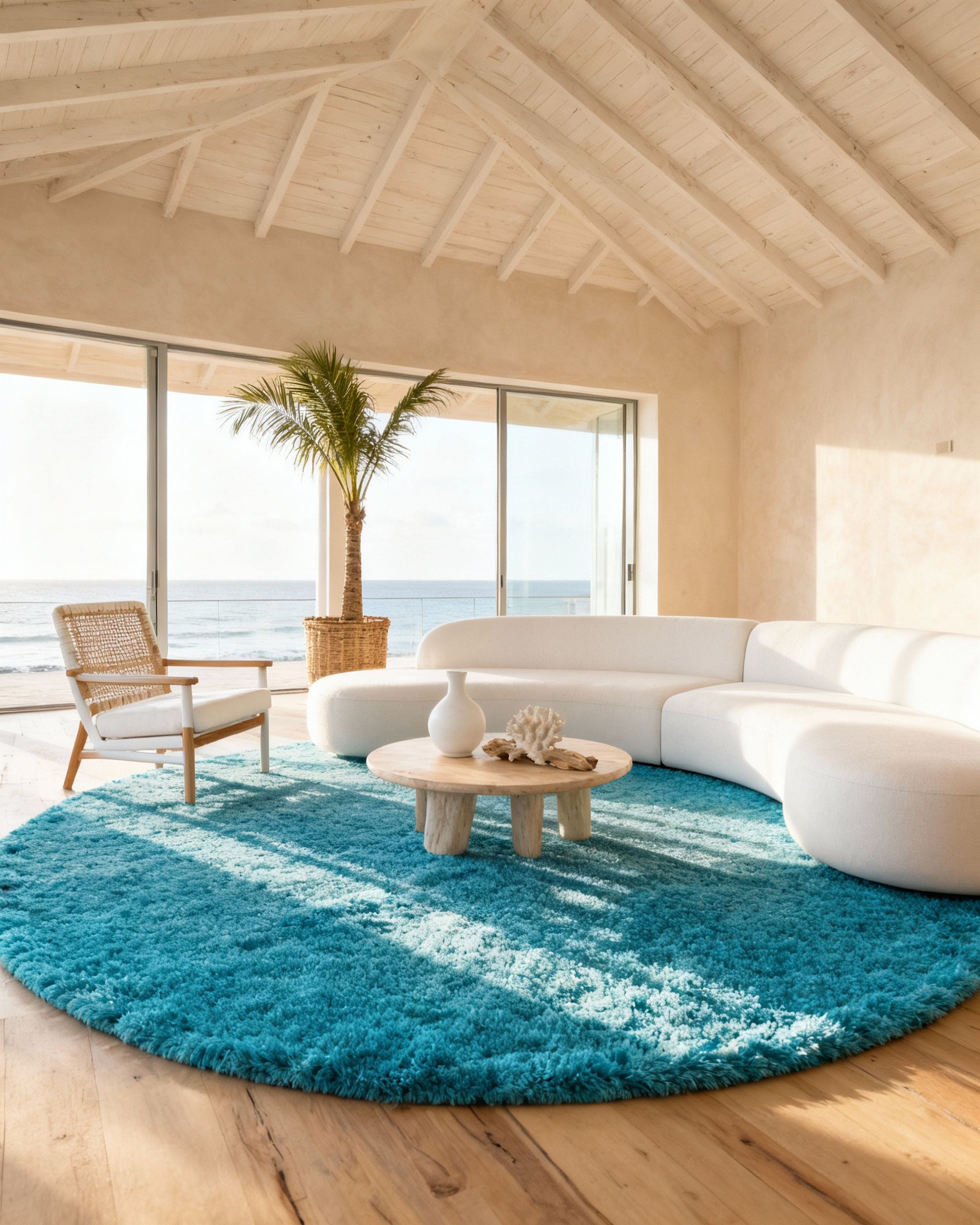Aqua Shaggy Rug 150x150 cm Aiba World