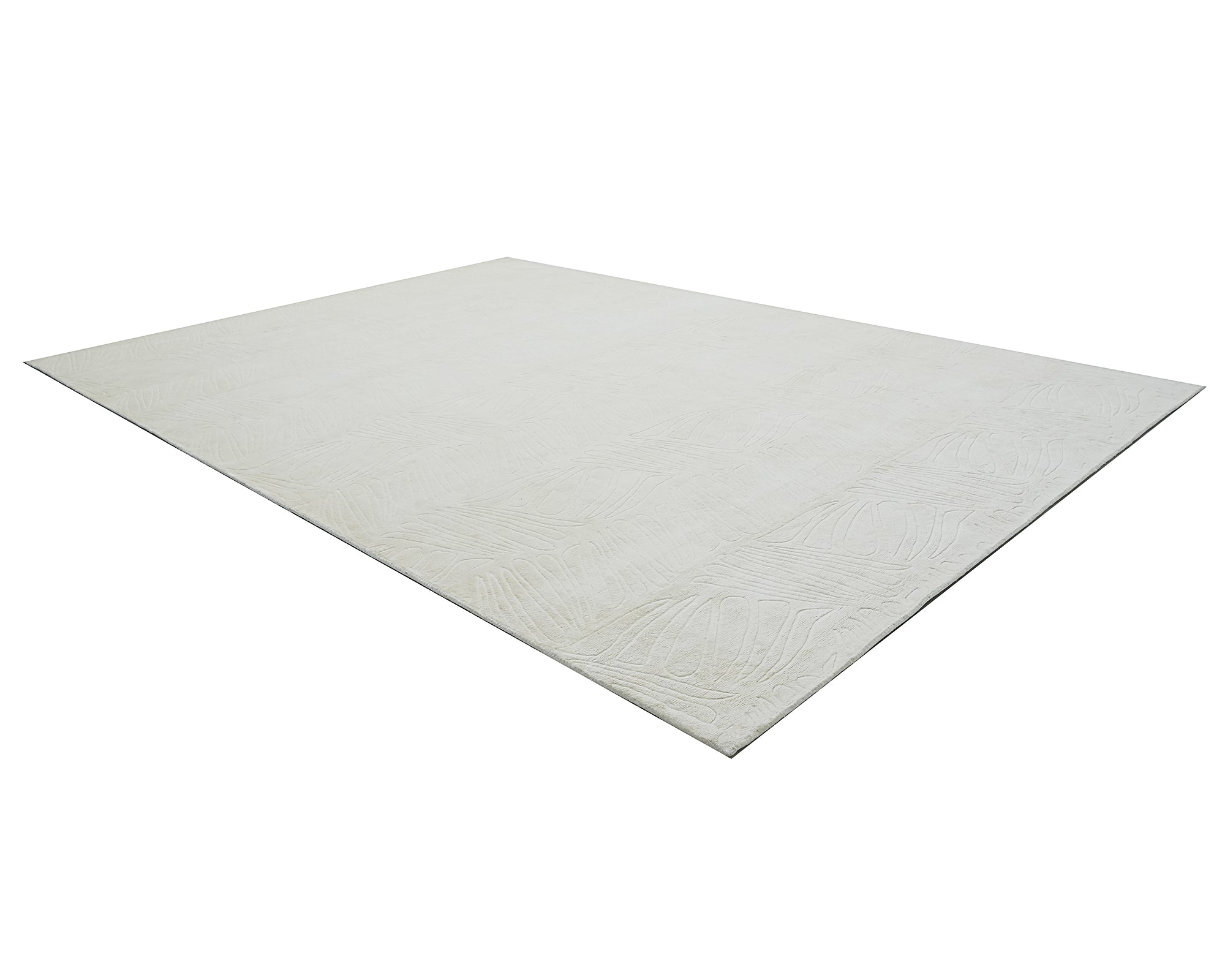 Pure White Tonal Brush-Stroke Hand-Tufted 100% Tencel Rug Angled View