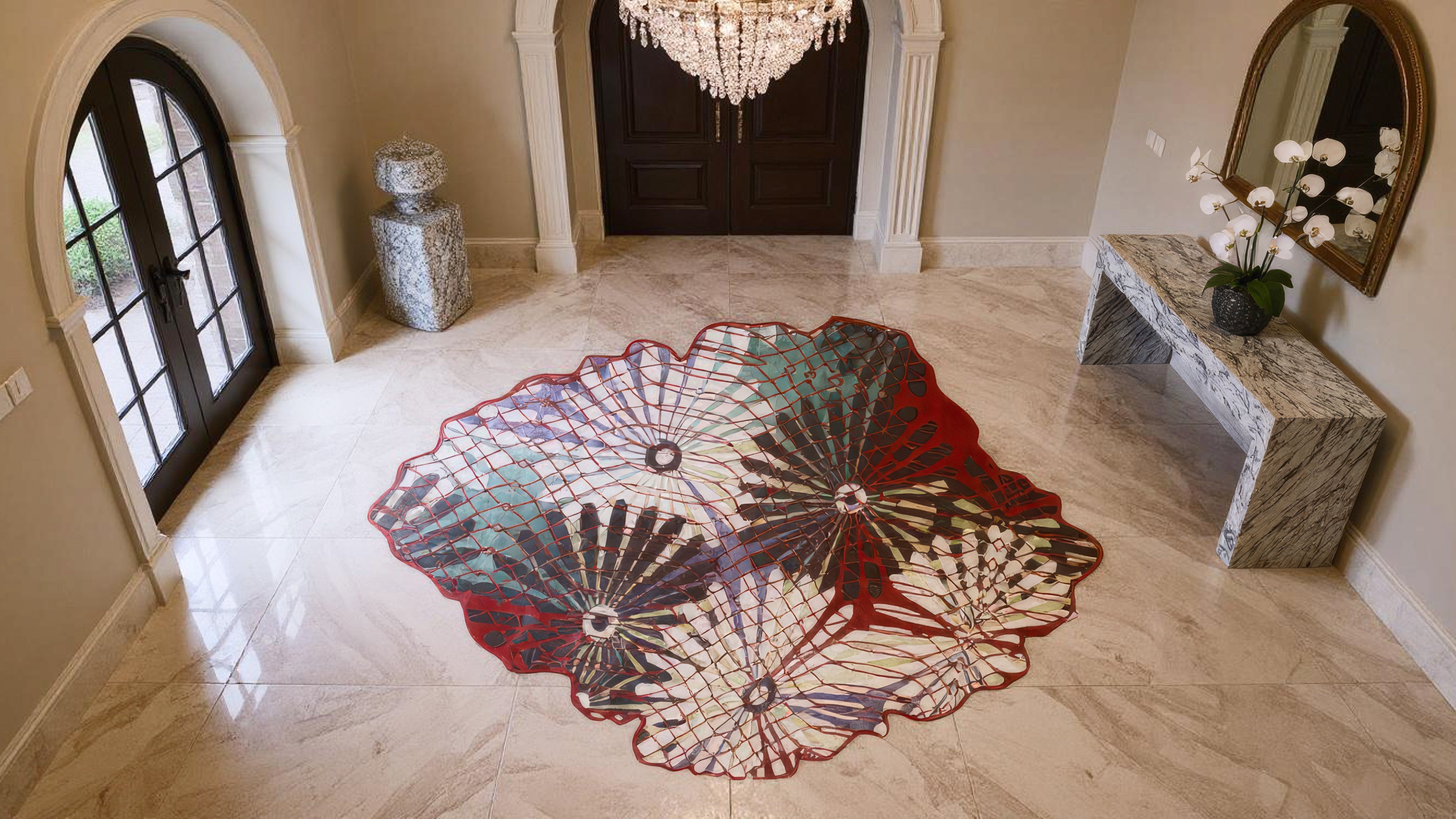 Gulraaz / Floral Pattern Hand-Tufted Bamboo Silk Rug