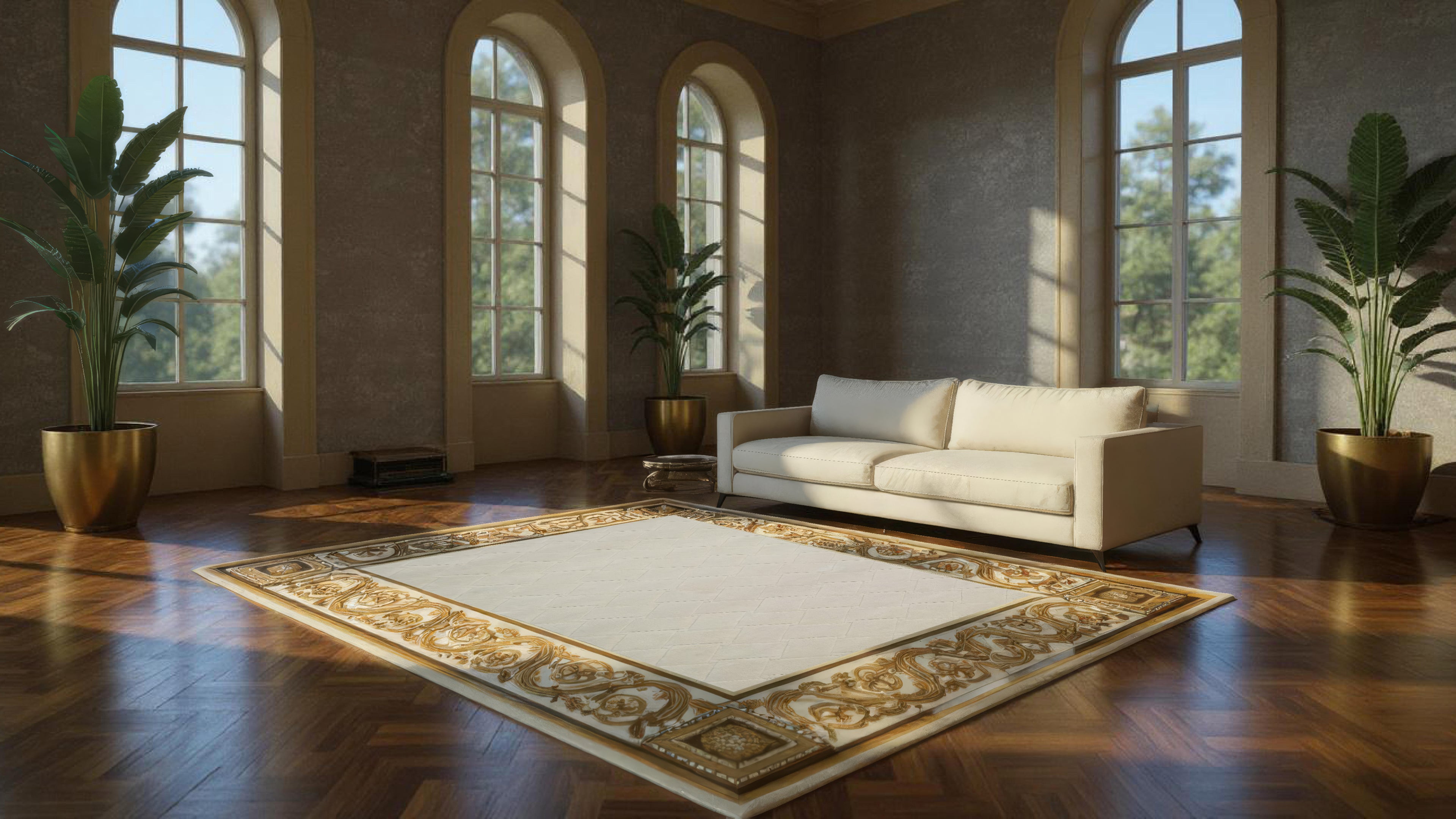 Saanjh / Classic Ivory Gold Hand-Tufted New Zealand Wool Rug