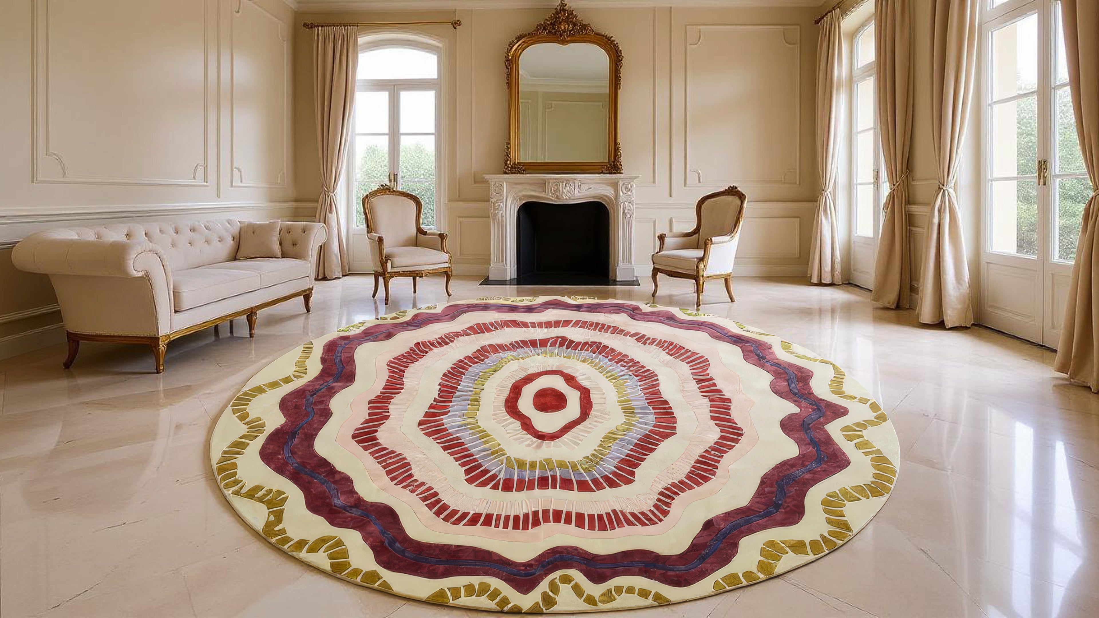 Mehrab / Concetric Style Hand-Tufted Bamboo Silk Rug