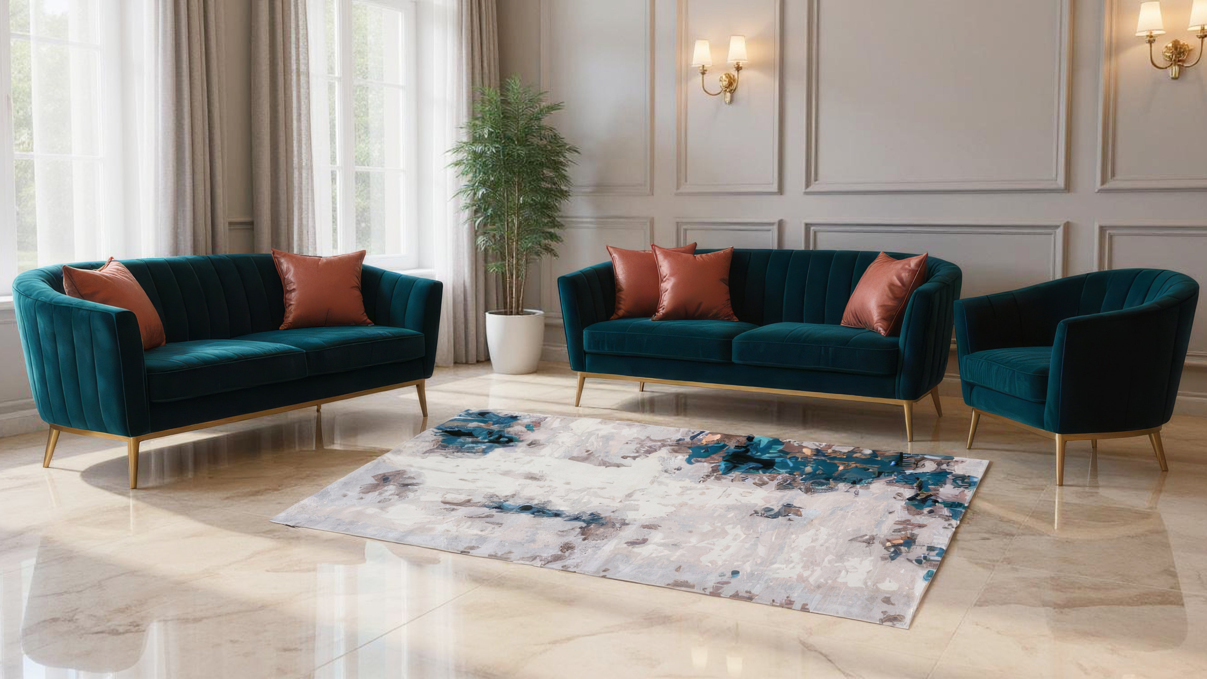 Tahā / Ocean Swirl Hand-Tufted Bamboo Silk Rug