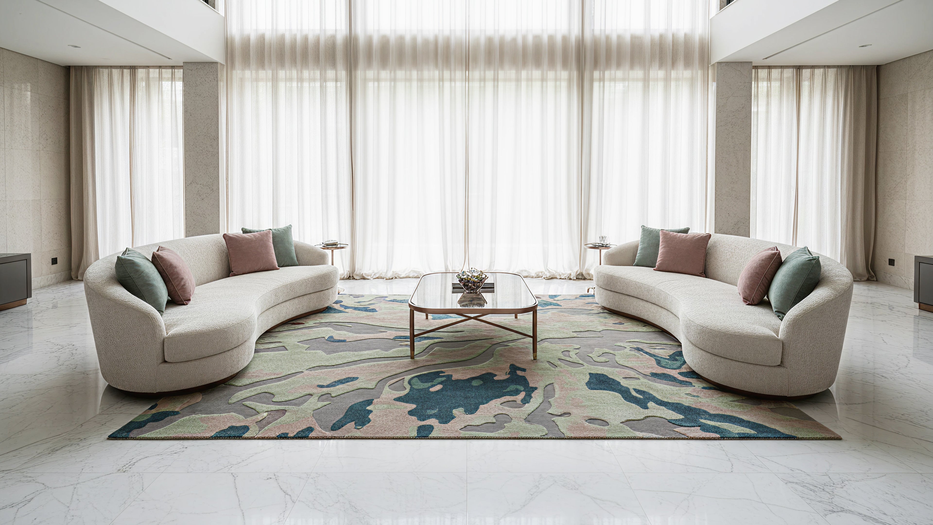 Leher / Ocean Mist Hand-Tufted Silk & Wool Blend Rug