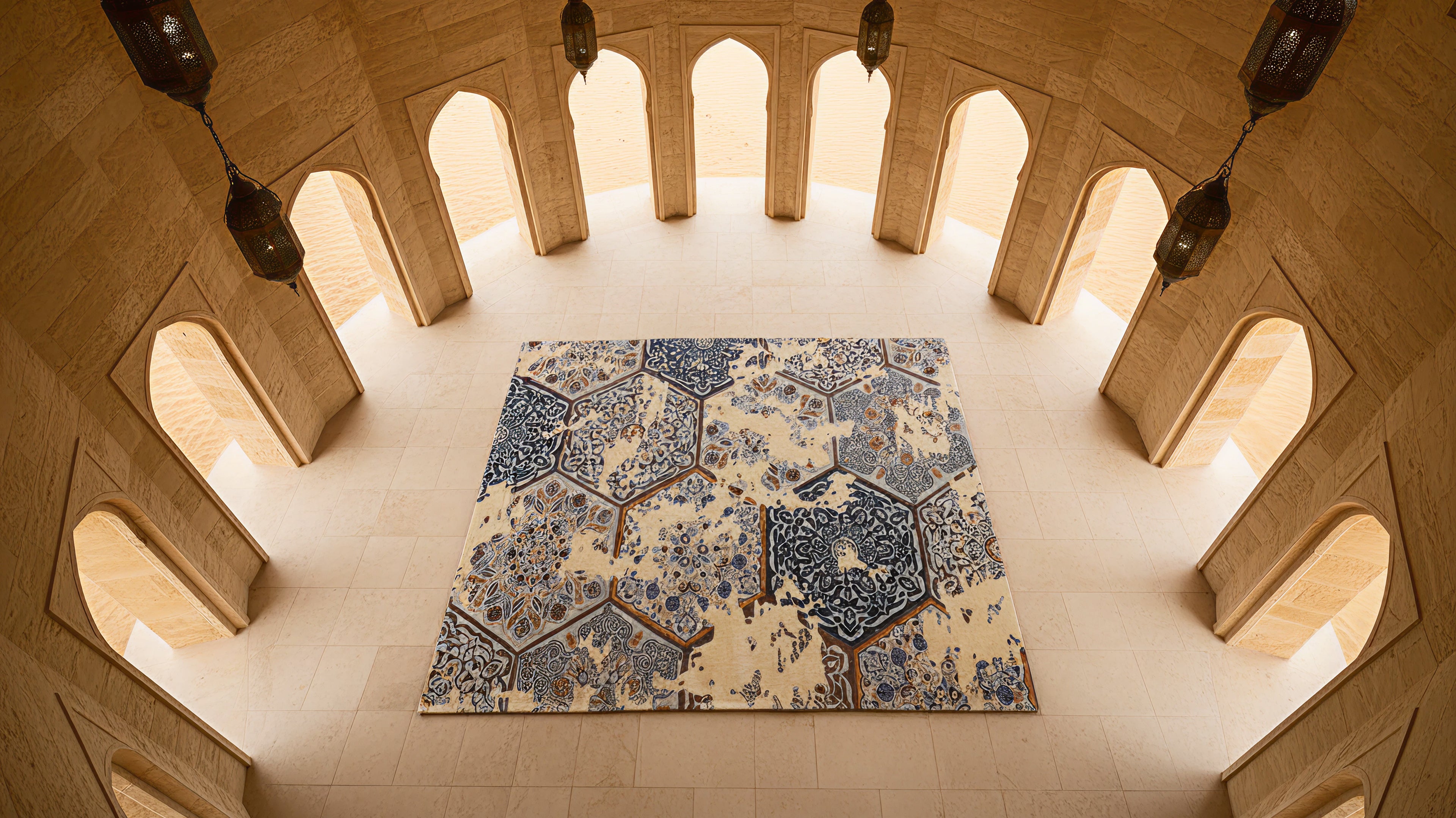 Meher / Traditional Mosaic Hand-Tufted Silk & Wool Blend Rug