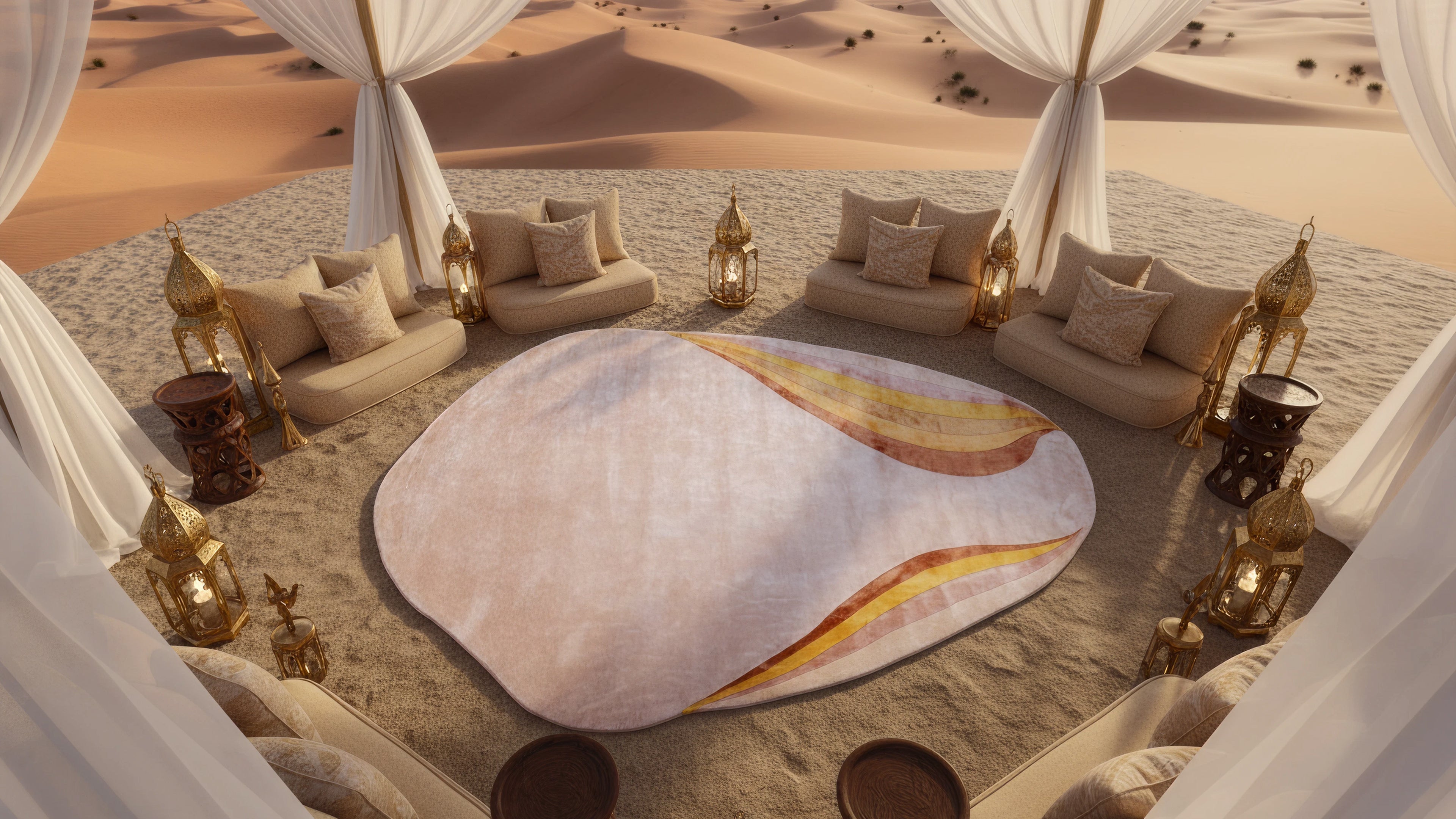 Nayab / Camel Tone Waves Hand-Tufted Bamboo Silk Rug