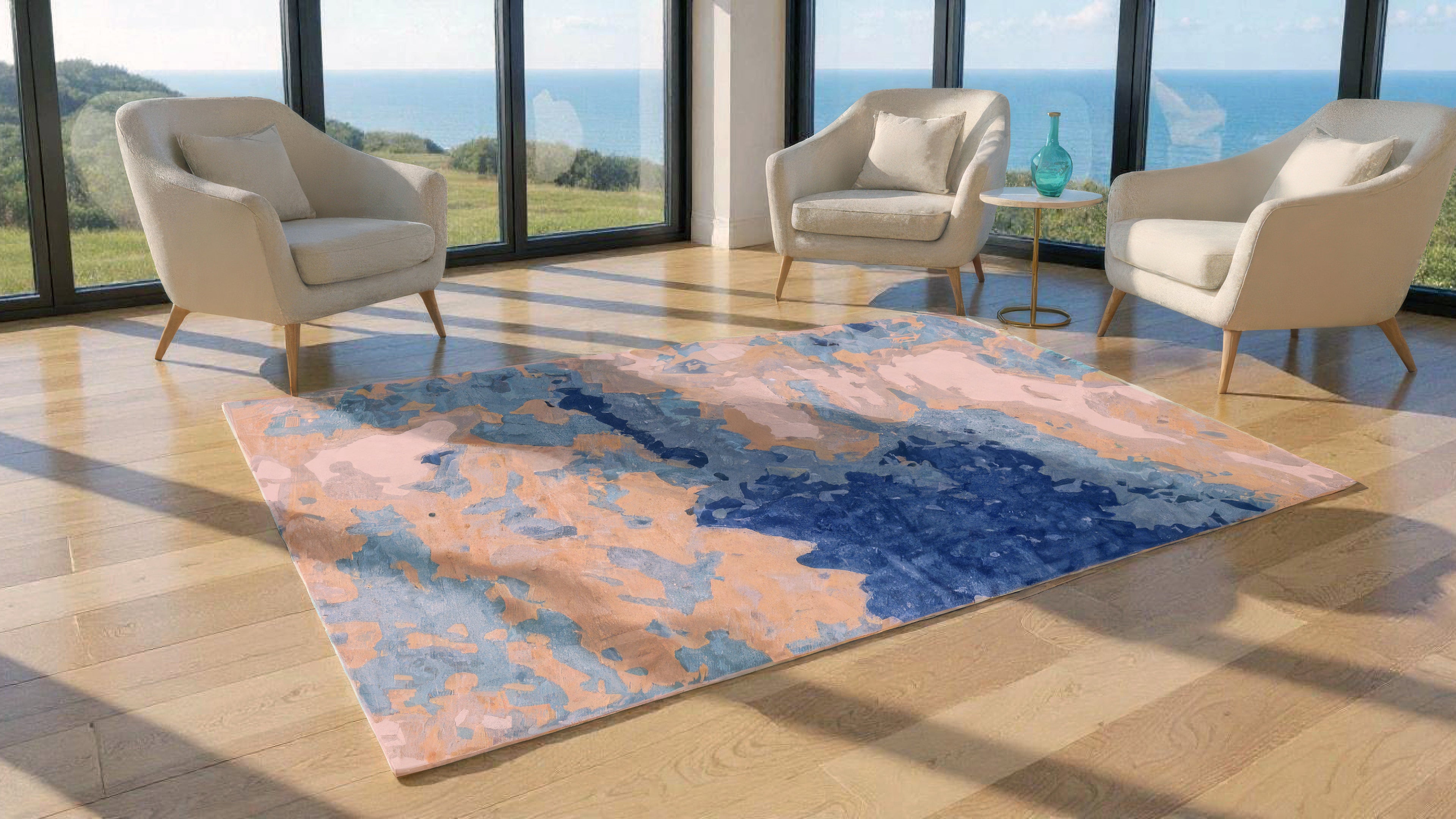 Samundra / Indigo Clay Hand-Tufted Bamboo Silk Rug