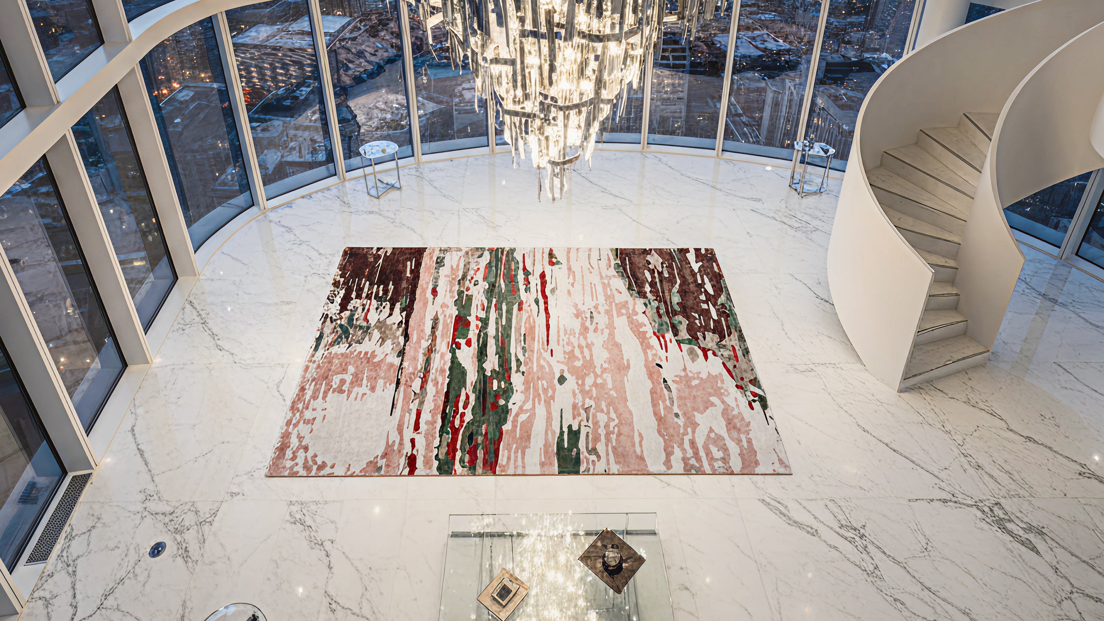 Dhara / Abstract Multicolor Hand-Tufted Bamboo Silk Rug