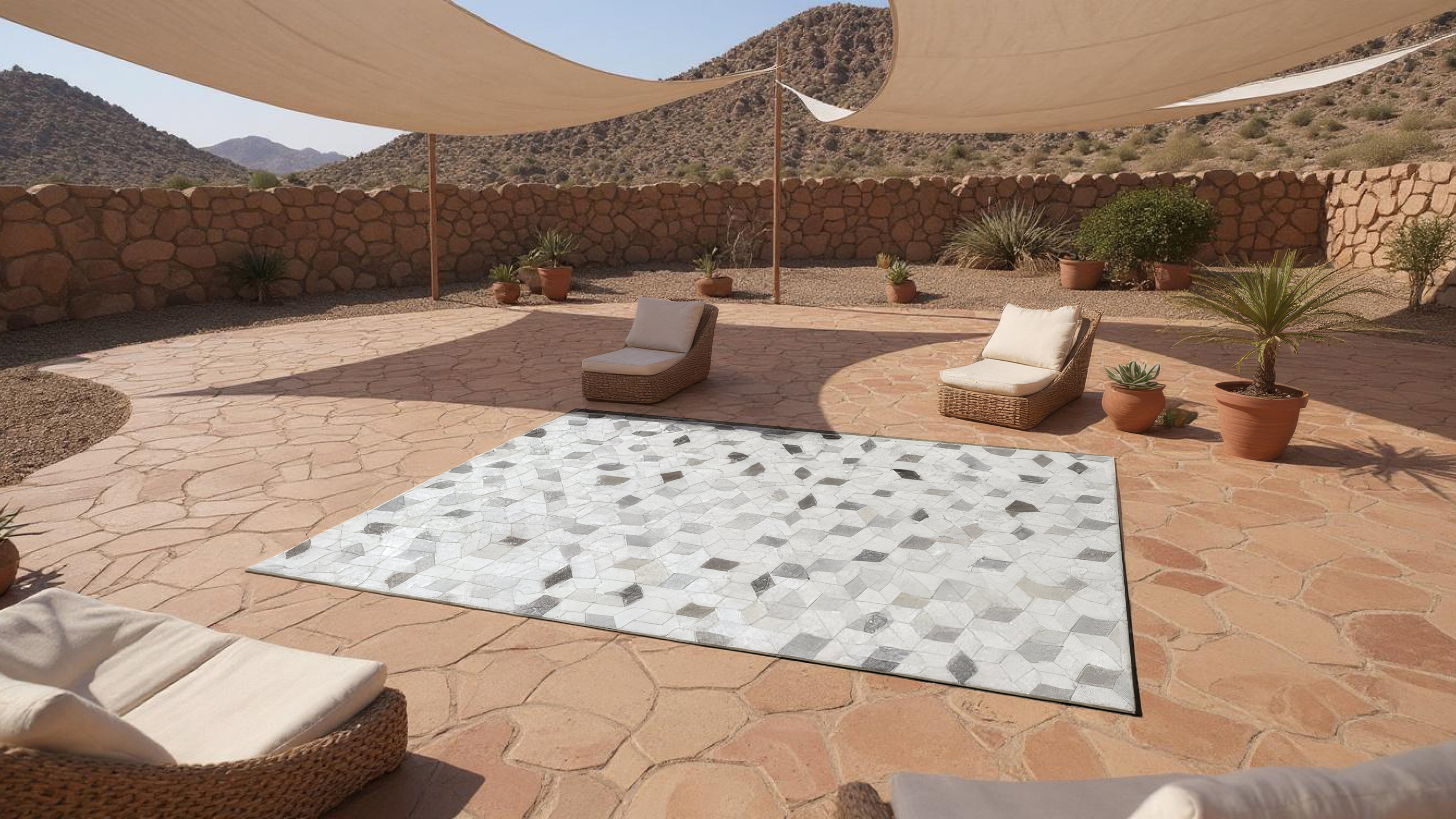 Qayaan / Mosaic Handmade Flat Weave Leather Rug