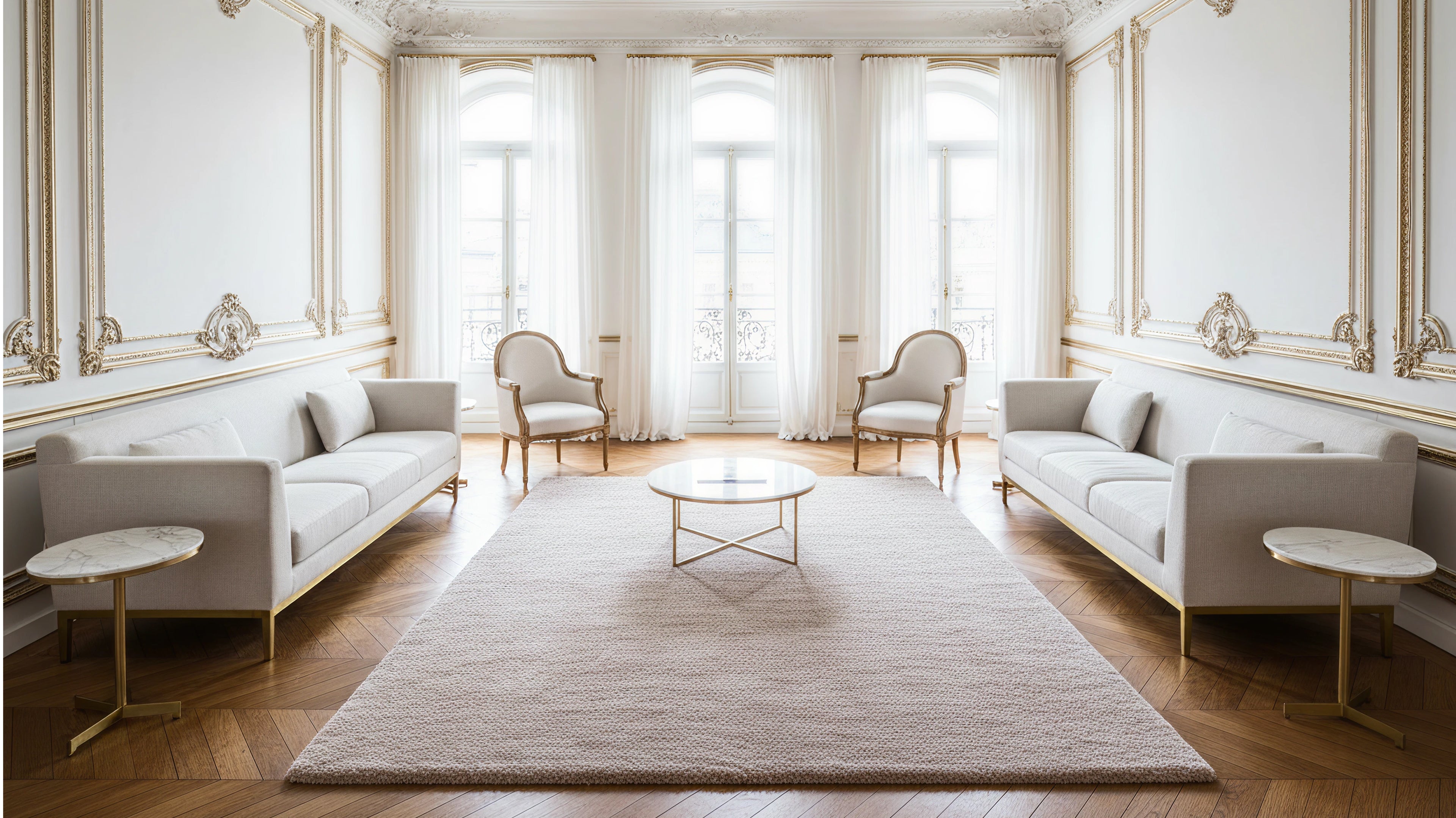 Sukoon / Solid Beige Handmade Shaggy Polyester Rug