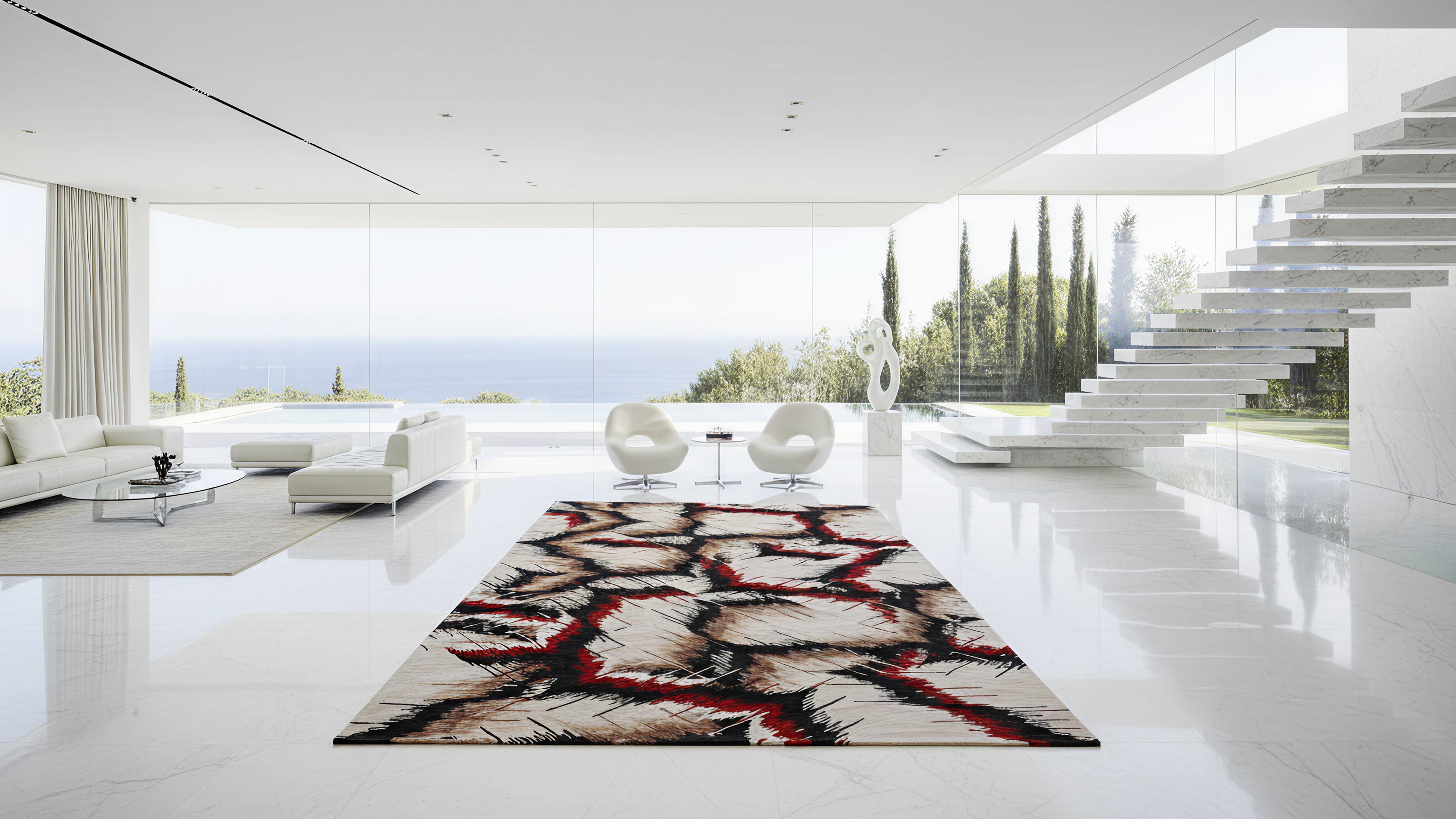 Agni / Modern Graphic Hand-Tufted Bamboo Silk Rug