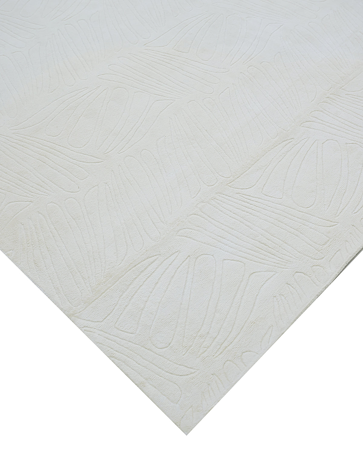Pure White Tonal Brush-Stroke Hand-Tufted 100% Tencel Rug corner detail