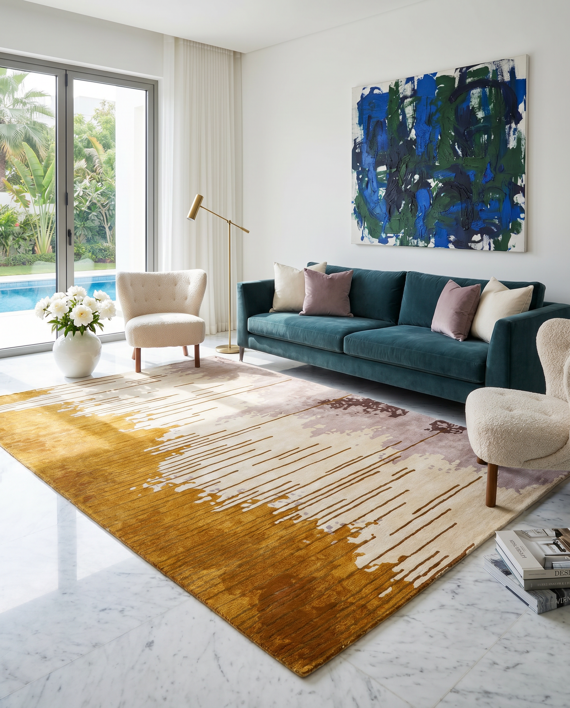 Flare Warm Tonal Abstract Hand-Tufted Rug