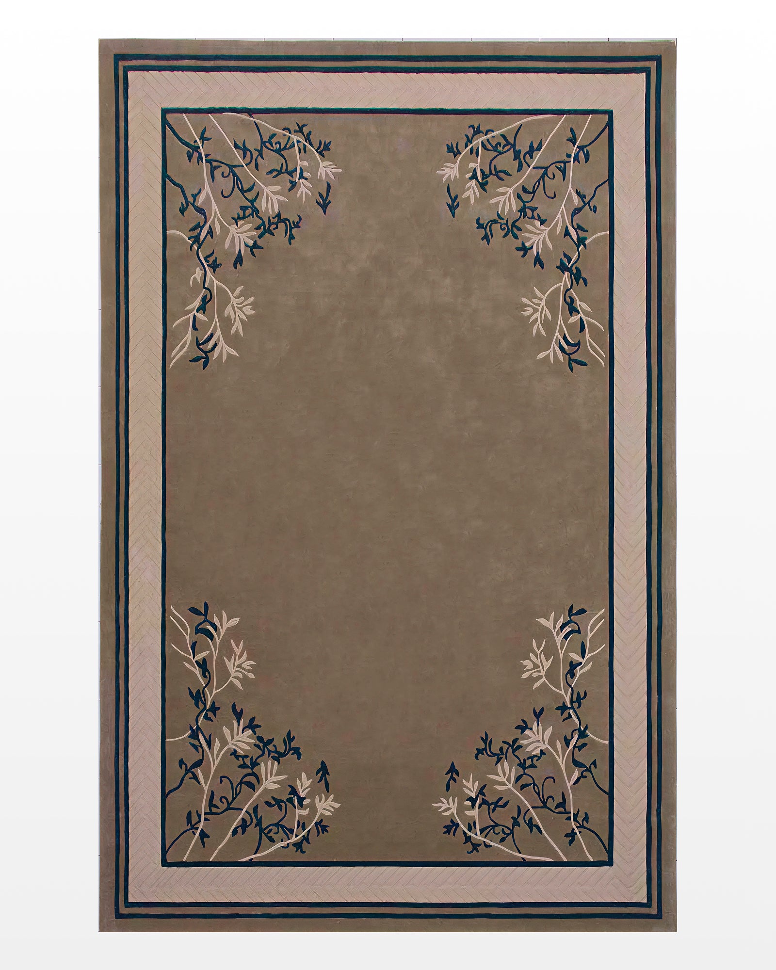 Heena / Brown Floral Hand-Tufted New Zealand Wool Rug