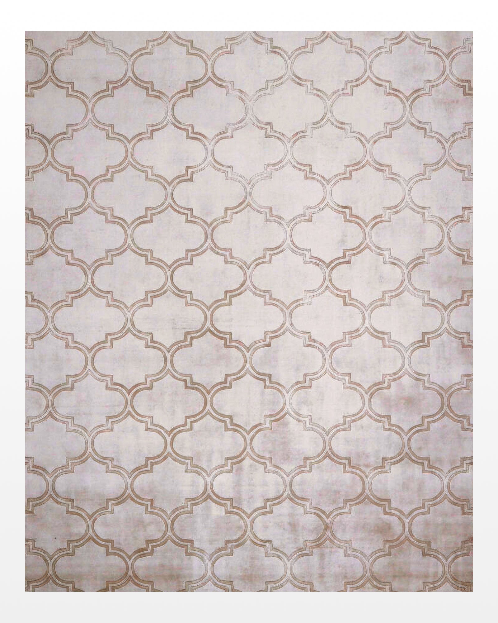 Saaz / Beige Trellis Pattern Hand-Tufted Bamboo Silk Rug