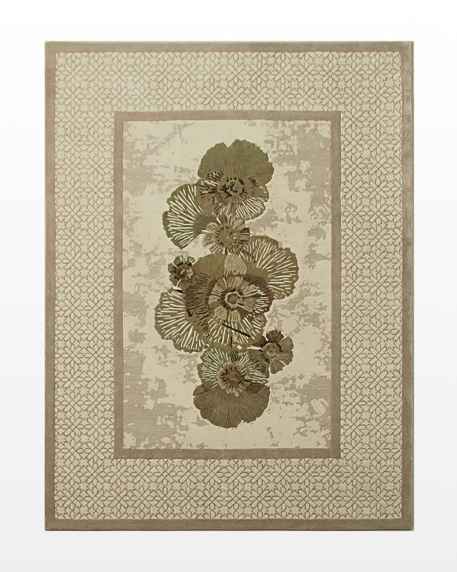 Padma / Beige Floral Hand-Tufted Silk & Wool Rug
