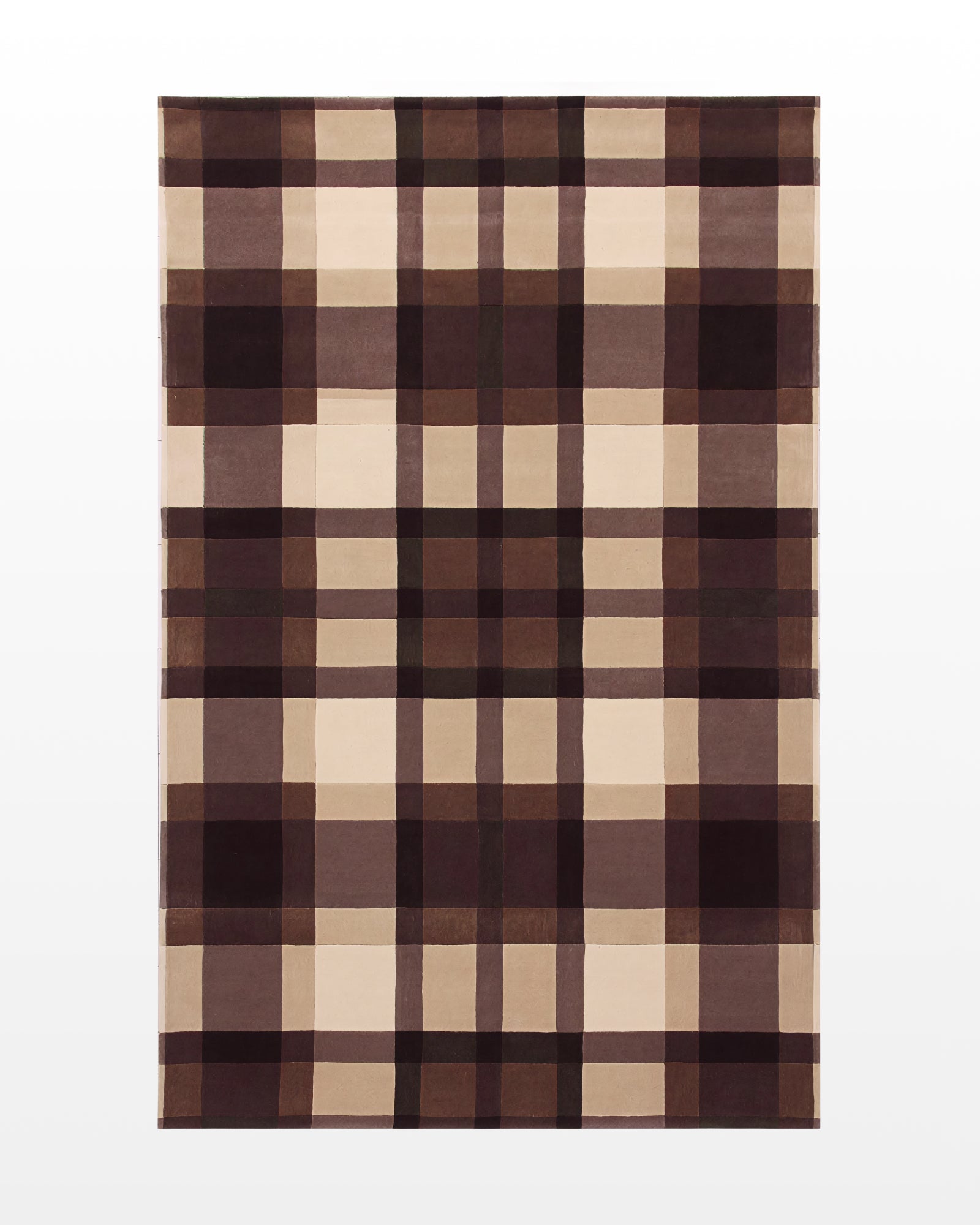 Aakaar / Brown Beige Checks Hand-Tufted New Zealand Wool Rug