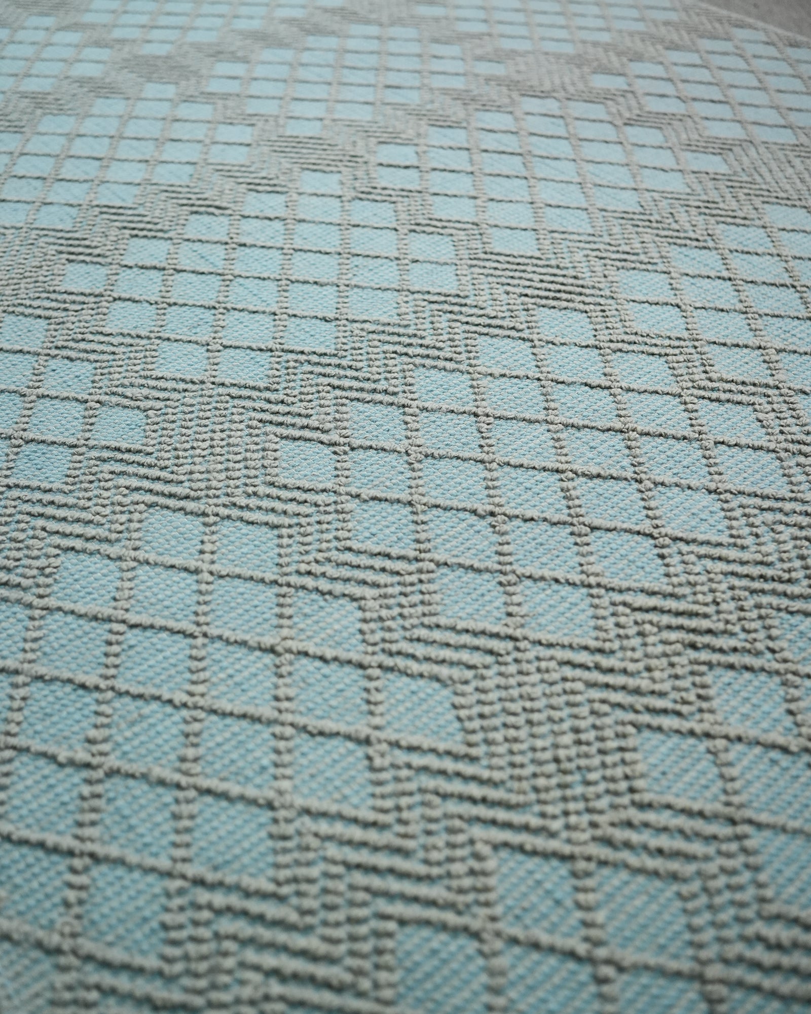 Daar/ Aqua Blue Pattern Handmade Flat Weave New Zealand Wool Rug